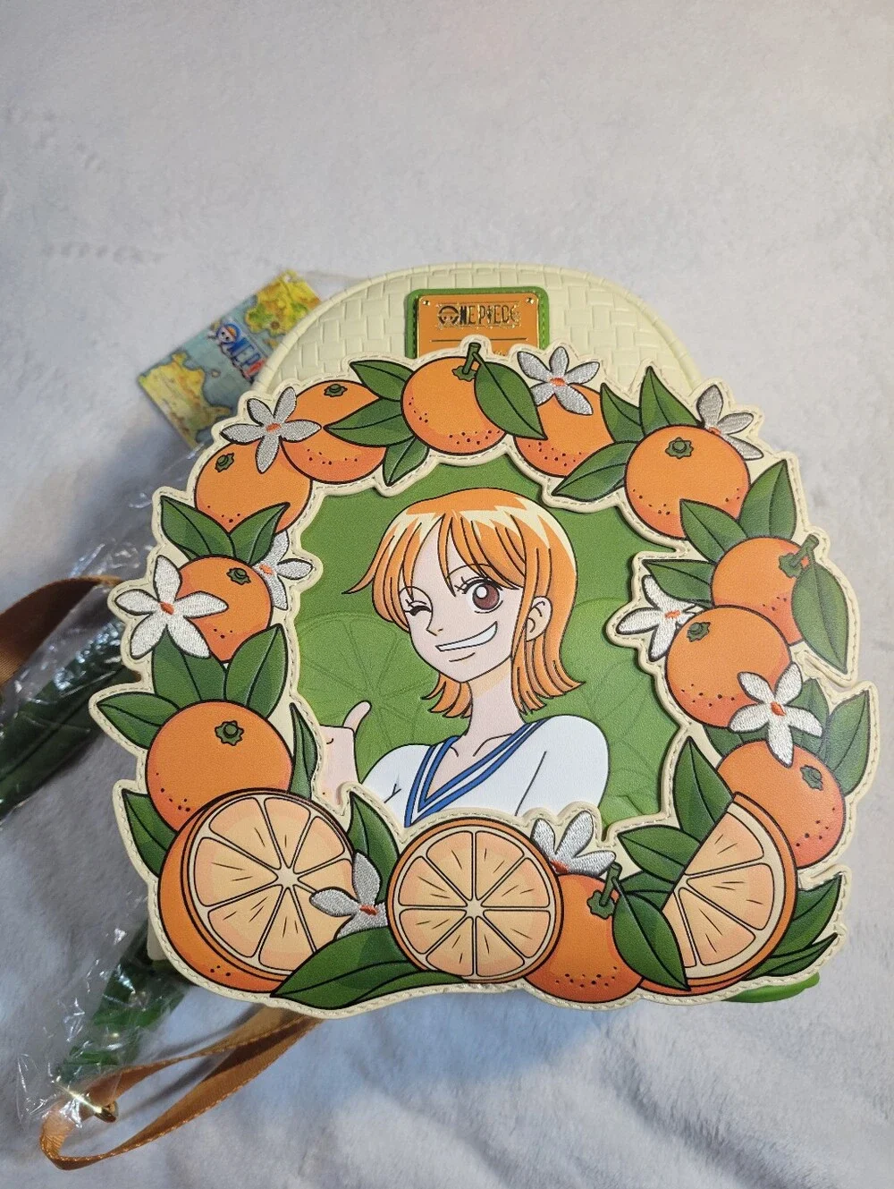 One Piece Loungefly Mini Backpack And Wallet Set Nami Tangerine NWT